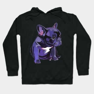 French Bulldog in Purple Hoodie